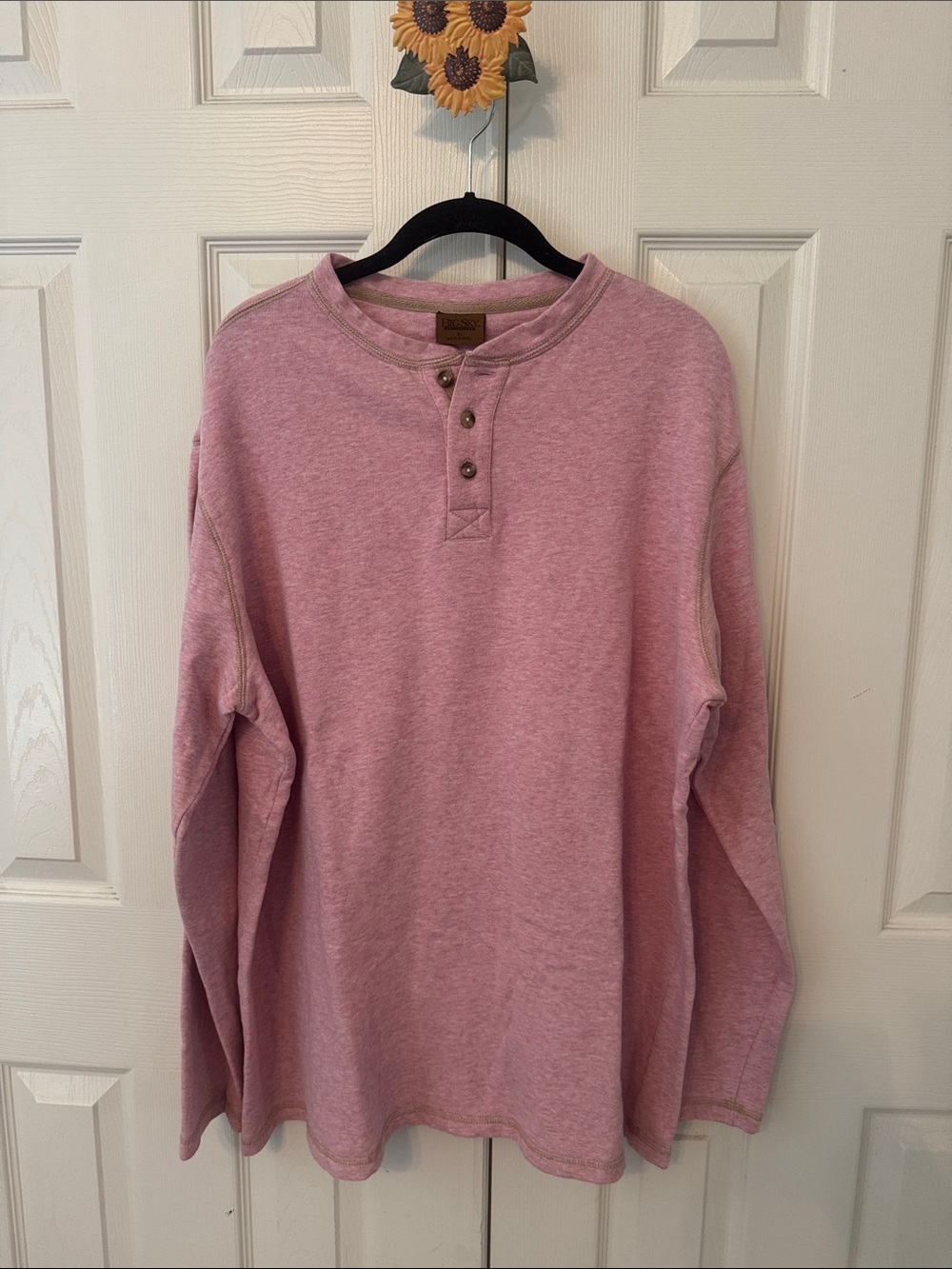 Men's Lightweight Henley Sweatshirt in Heather Pink